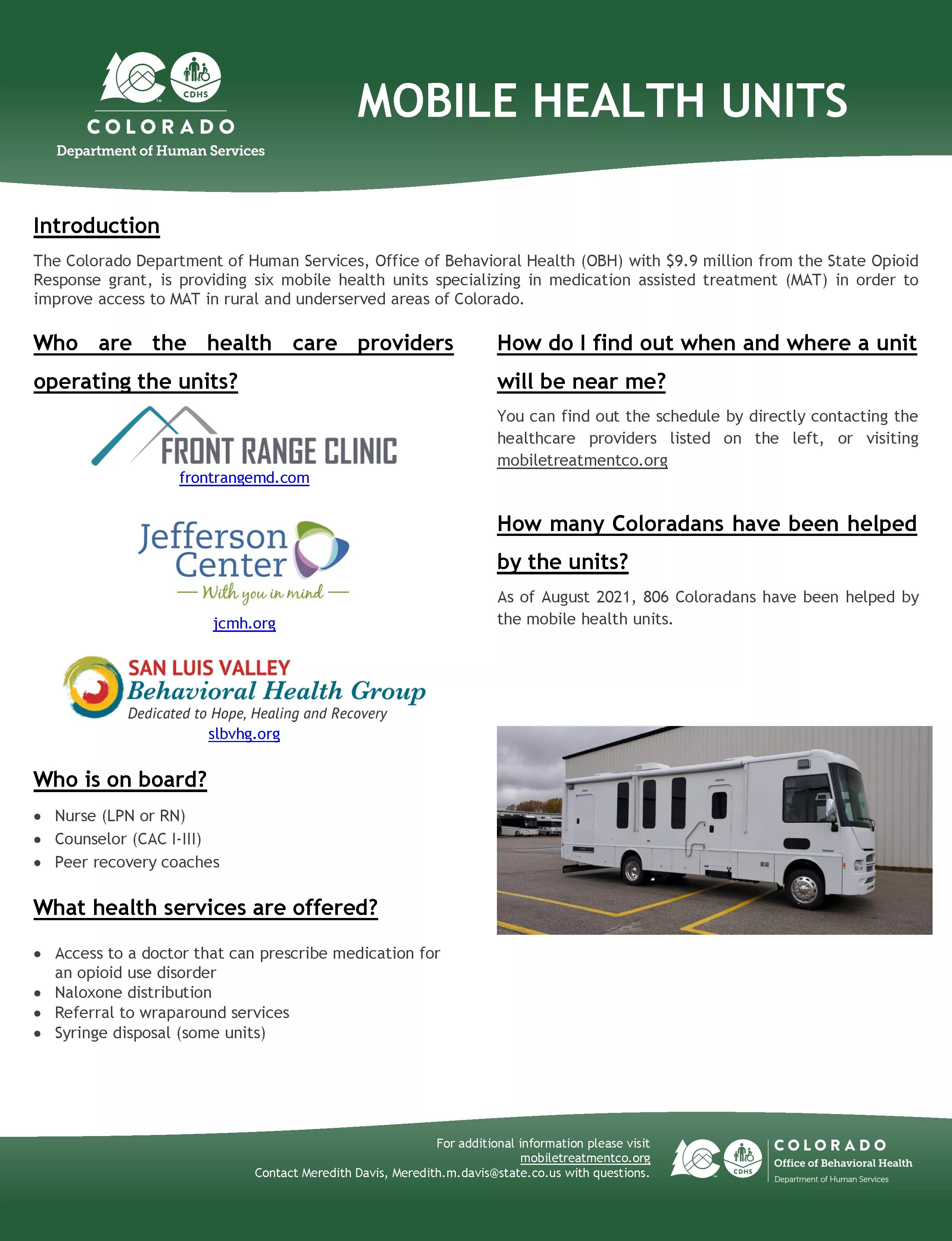 Mobile Health Unit Fact Sheet